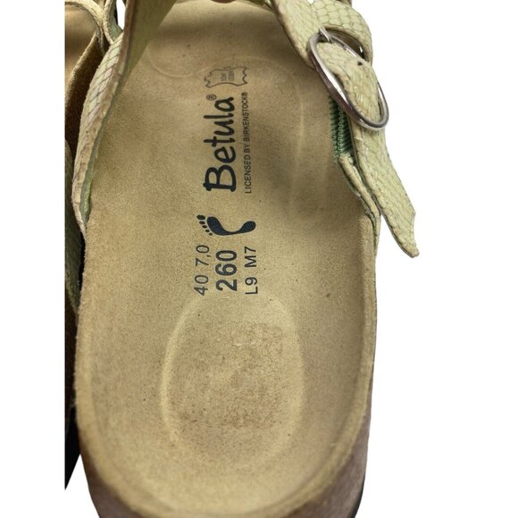 Huesdet Women *Betula Sandals Womens 9 Ivory Metallic Green Jewels Boho Resort Beach Whimsical